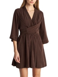 φόρεμα ale μίνι με δέσιμο 8922871-brown γυναικείο