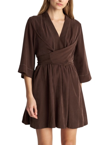 φόρεμα ale μίνι με δέσιμο 8922871-brown γυναικείο