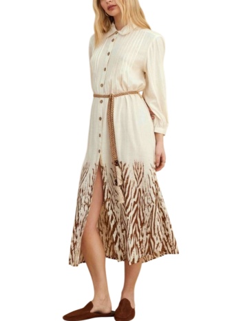 φόρεμα attrattivo σεμιζιέ μίντι με ζώνη 9920932-vanilla