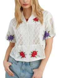 πουκάμισο κοντομάνικο attrattivo με κοντό μανίκι και κεντήματα 9922965-white γυναικείο