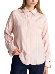 πουκάμισο μακρυμάνικο ale ριγέ με διακοσμητικά κουμπιά 8922910-pink γυναικείο