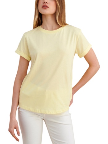 μπλούζα κοντομάνικη attrattivo μονόχρωμη 9908970d-yellow