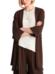 ζακέτα ale μονόχρωμη με υφασμάτινη ζώνη 82276612-brown γυναικείο