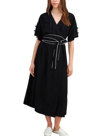 φόρεμα attrattivo μίντι με δίχρωμη ζώνη 9923018-black