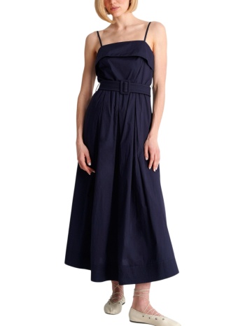 φόρεμα ale μίντι με τιράντες και ζώνη 8923638-blue γυναικείο