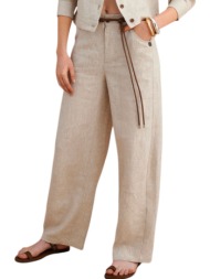 παντελόνι υφασμάτινο attrattivo λινό με ζωνάκι 9923012-natural γυναικείο