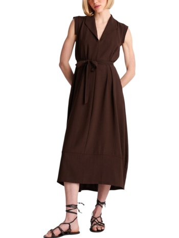 φόρεμα ale αμάνικο με ζώνη 82276751-brown γυναικείο