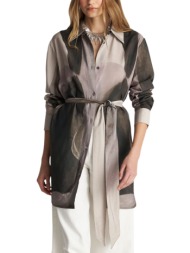 πουκάμισο μακρυμάνικο ale εμπριμέ με ζώνη 8922780-multicolor γυναικείο