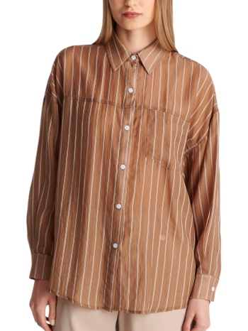 πουκάμισο μακρυμάνικο ale ριγέ 8922882-light brown γυναικείο