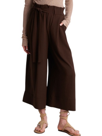 παντελόνι υφασμάτινο ale ζιπ-κιλότ 82276010-brown γυναικείο