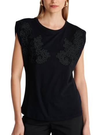 μπλούζα κοντομάνικη ale με κέντημα 8922914-black γυναικείο