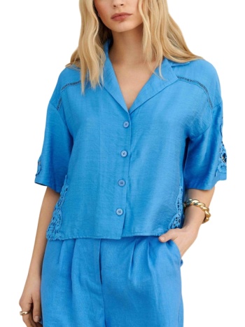 πουκάμισο κοντομάνικο attrattivo με κεντήματα 9923020-blue