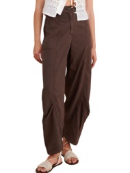 παντελόνι υφασμάτινο attrattivo μονόχρωμο 9923112-chocolate γυναικείο