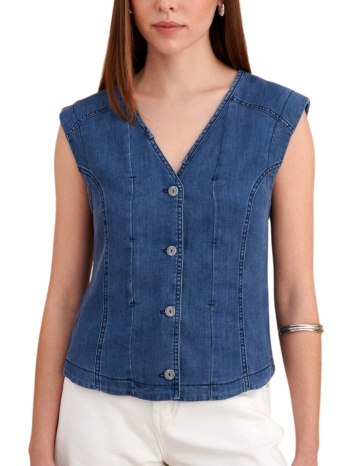 πουκάμισο κοντομάνικο attrattivo denim αμάνικο 9923102-blue