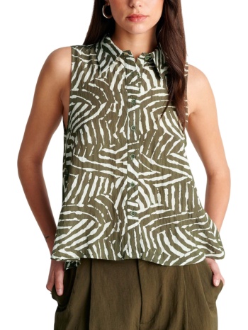 πουκάμισο κοντομάνικο ale αμάνικο εμπριμέ 8923065-khaki