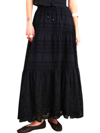 φούστα attrattivo μακριά με κεντήματα 9923180-black