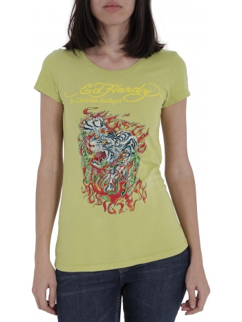 μπλούζα κοντομάνικη ed hardy flaming tiger a9wbbqzk-lime σε προσφορά