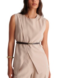 top ale ασύμμετρο με ζώνη 8922875-beige γυναικείο