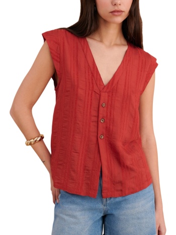 top attrattivo αμάνικο με κουμπιά 9923122-spice red