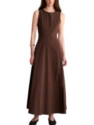 φόρεμα ale αμάνικο μάξι τύπου σατέν 8923630-brown γυναικείο