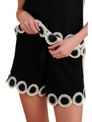 σορτς attrattivo πλεκτό κροσέ δίχρωμο 9923281-black