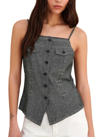 top attrattivo τιραντάκι τύπου denim 9923075-black γυναικείο