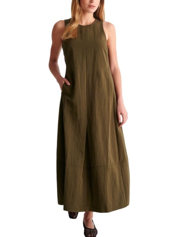 φόρεμα ale μάξι αμάνικο με τσέπες 8923059-khaki γυναικείο