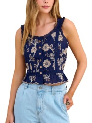 top attrattivo φλοράλ κιπούρ με δαντέλα 9923263-blue γυναικείο