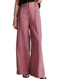 παντελόνι υφασμάτινο ale λινό wide leg 8923189-dusty rose γυναικείο