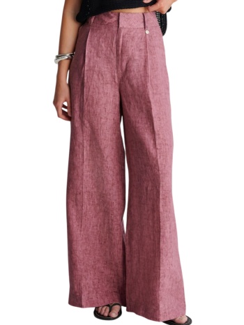 παντελόνι υφασμάτινο ale λινό wide leg 8923189-dusty rose
