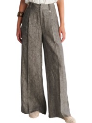 παντελόνι υφασμάτινο ale λινό wide leg 8923189-grey γυναικείο