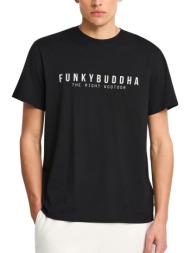 μπλούζα κοντομάνικη funky buddha με τύπωμα fbm013-011-04-black ανδρικό