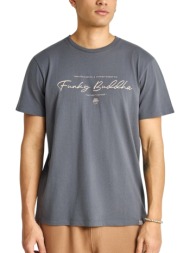 μπλούζα κοντομάνικη funky buddha με λογότυπο fbm013-022-04-dk grey ανδρικό