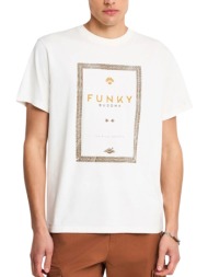 μπλούζα κοντομάνικη funky buddha με τύπωμα fbm013-044-04-off white ανδρικό