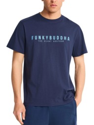 μπλούζα κοντομάνικη funky buddha με τύπωμα fbm013-011-04-navy ανδρικό