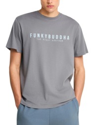 μπλούζα κοντομάνικη funky buddha με τύπωμα fbm013-011-04-steel grey ανδρικό