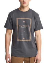 μπλούζα κοντομάνικη funky buddha με τύπωμα fbm013-044-04-anthracite ανδρικό