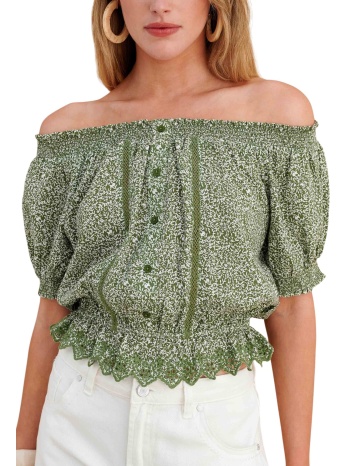top attrattivo έξωμο εμπριμέ 9923419-green γυναικείο