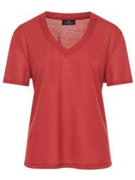 μπλούζα κοντομάνικη funky buddha με v λαιμόκοψη fbl013-167-04-henna brown γυναικείο