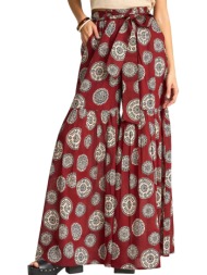 παντελόνι υφασμάτινο funky buddha ψηλόμεση wide leg παντελόνα fbl013-115-02-henna brown γυναικείο