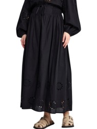 φούστα funky buddha με διάτρητο κεντημένο μοτίβο fbl013-119-14-black γυναικείο