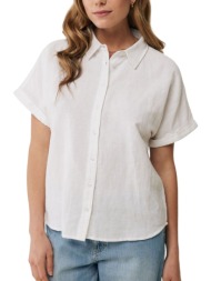 πουκάμισο κοντομάνικο mexx linen short sleeve blouse mf006106551w-white γυναικείο