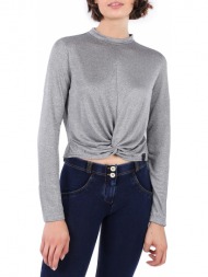 μπλούζα μακρυμάνικη freddy crop με κόμπο f9wfnt3-h61l