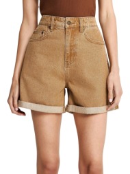 σορτς funky buddha τζιν με ρεβέρ fbl013-168-03-brown sugar γυναικείο