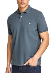 μπλούζα polo funky buddha με διακριτικό λογότυπο fbm013-001-11-dk grey ανδρικό
