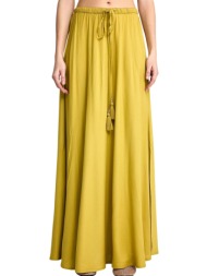 φούστα funky buddha μάξι με λάστιχο στη μέση fbl013-100-14-lemongrass γυναικείο