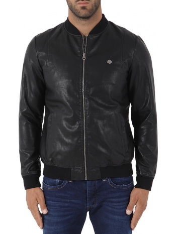 μπουφάν basehit από συνθετικό δέρμα 182.bm16.131-pu-black