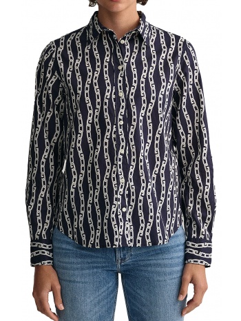 πουκάμισο μακρυμάνικο gant reg chain print cotton voile σε προσφορά