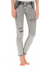κολάν freddy wr.up skinny in distressed light grey denim with embroidery s8-ewrs-wrup1ra04e-j3n