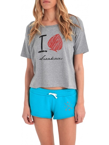 μπλούζα κοντομάνικη sneak aces i love 4039-615-grey-melange σε προσφορά